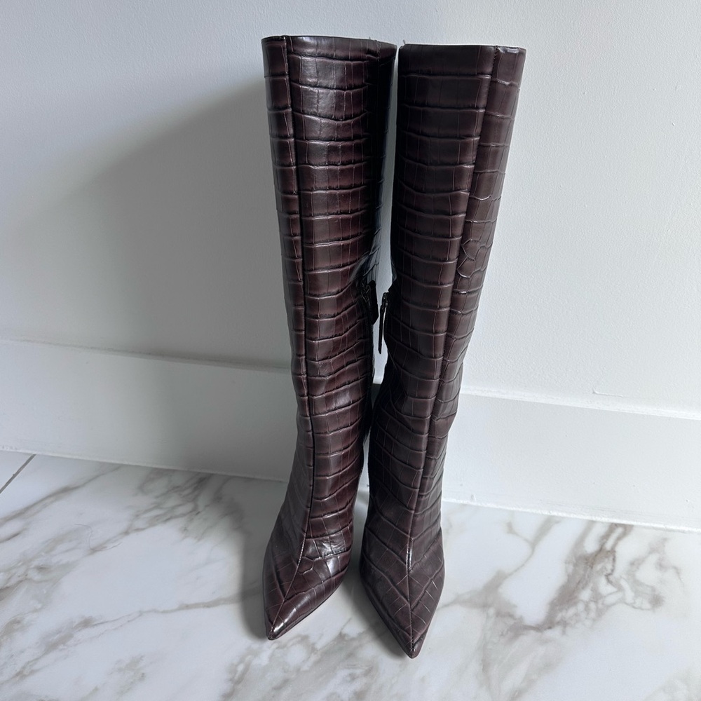 Bloomingdale’s Croc Embossed Knee-High Boots